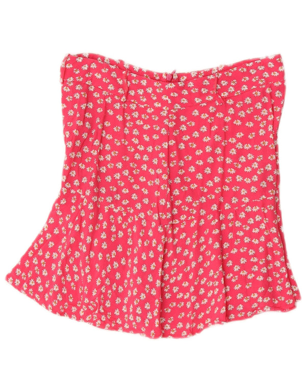 Zara Shorts feminino de cintura alta médio W28 viscose floral rosa