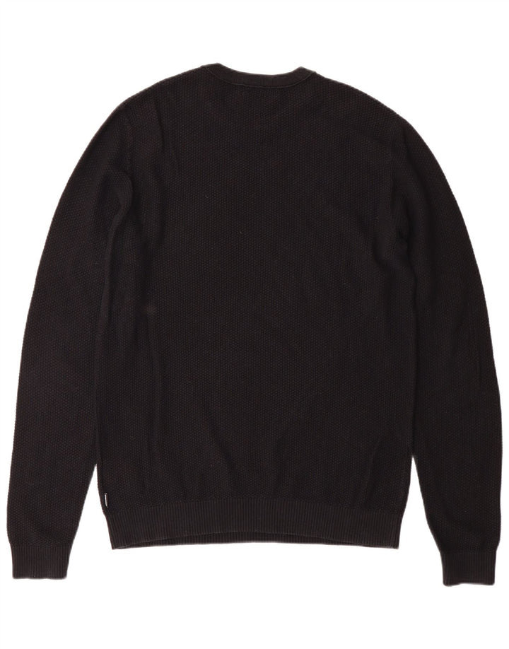 Suéter masculino JACK & JONES com gola redonda, algodão preto médio