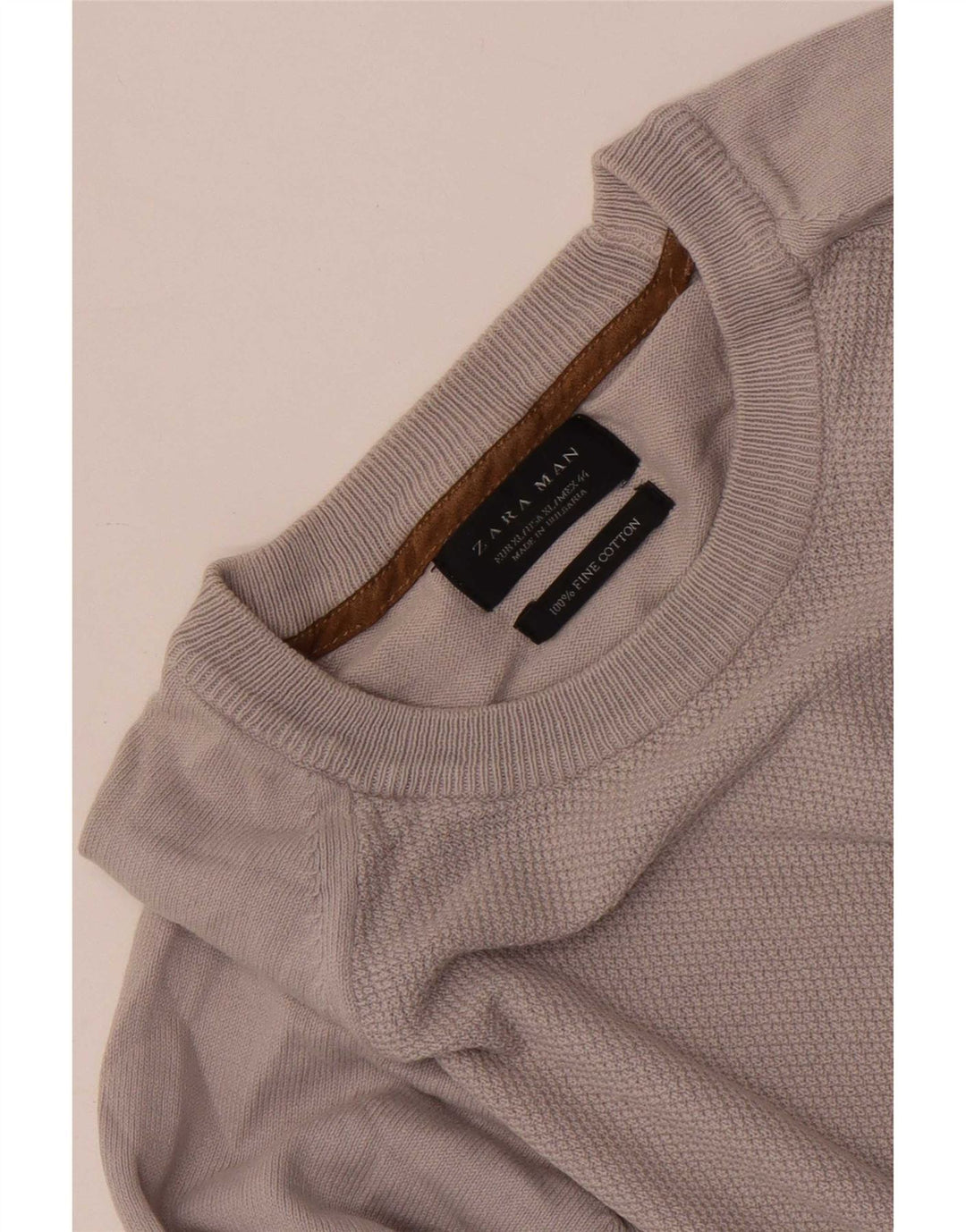 Zara Suéter masculino com gola redonda XL algodão cinza