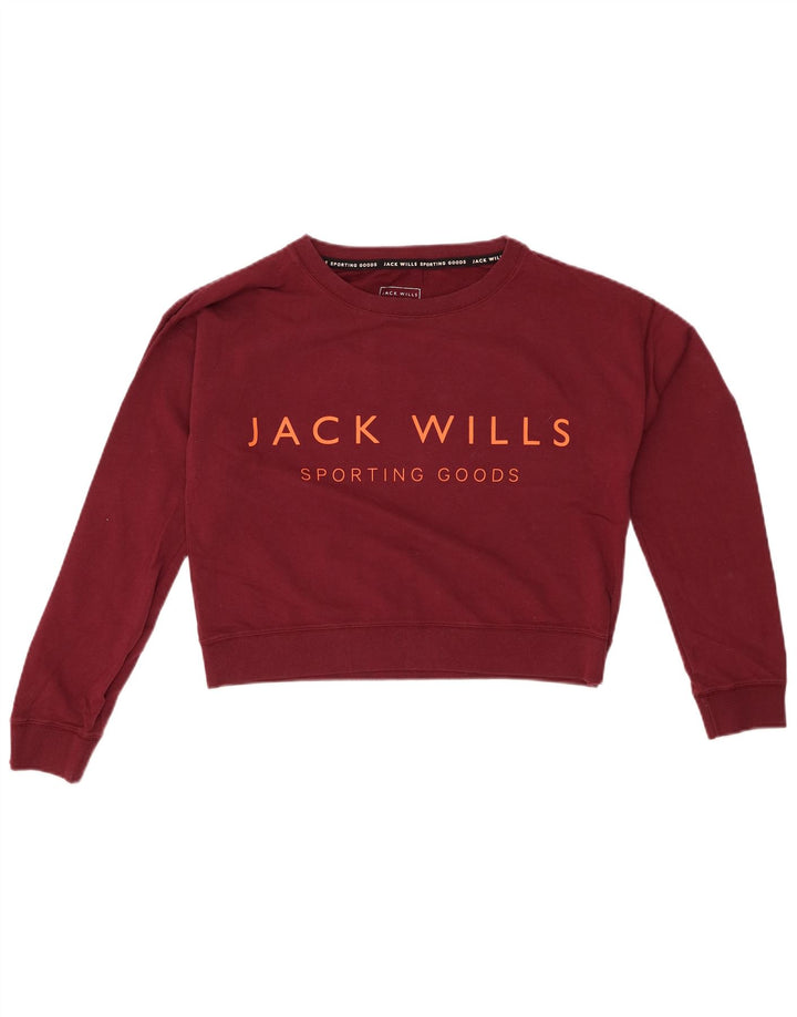 JACK WILLS Suéter feminino oversized cropped Reino Unido 8 pequeno marrom