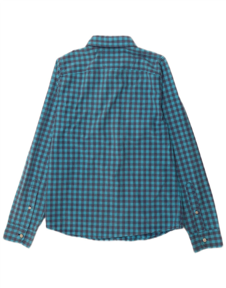 Camisa masculina HOLLISTER de algodão guingão azul médio
