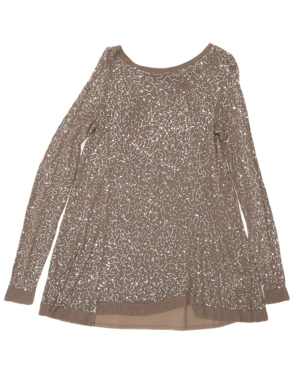 Blusa feminina vintage UK 8 pequena viscose marrom