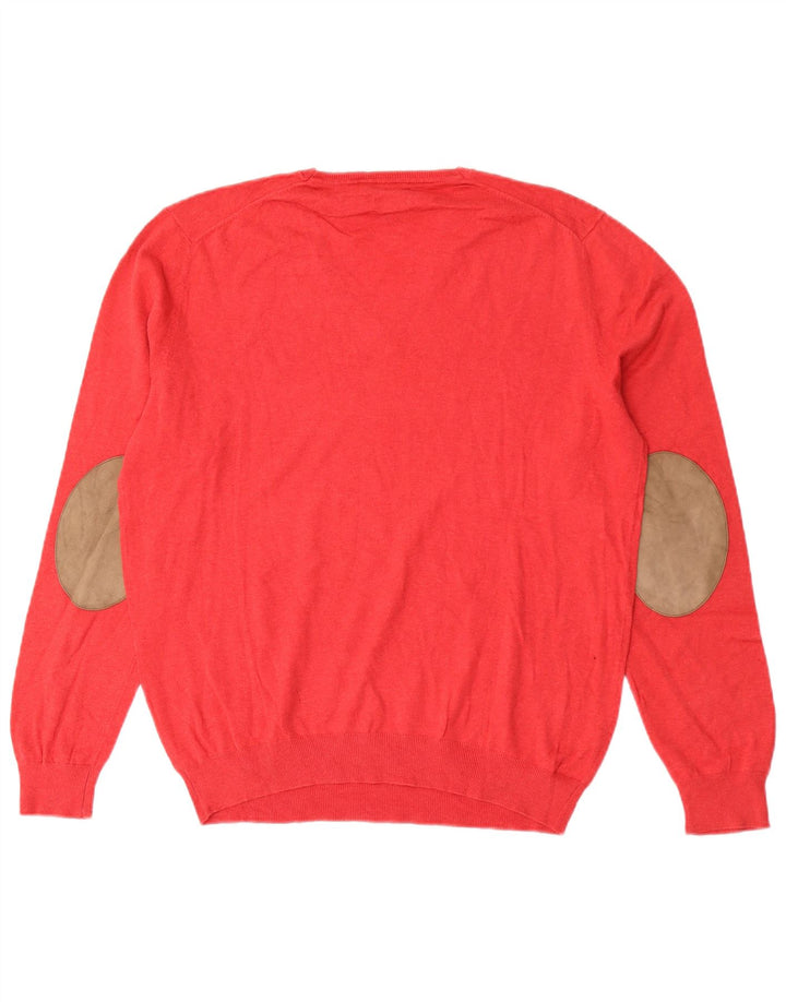 Suéter masculino Massimo Dutti com decote em V grande algodão vermelho