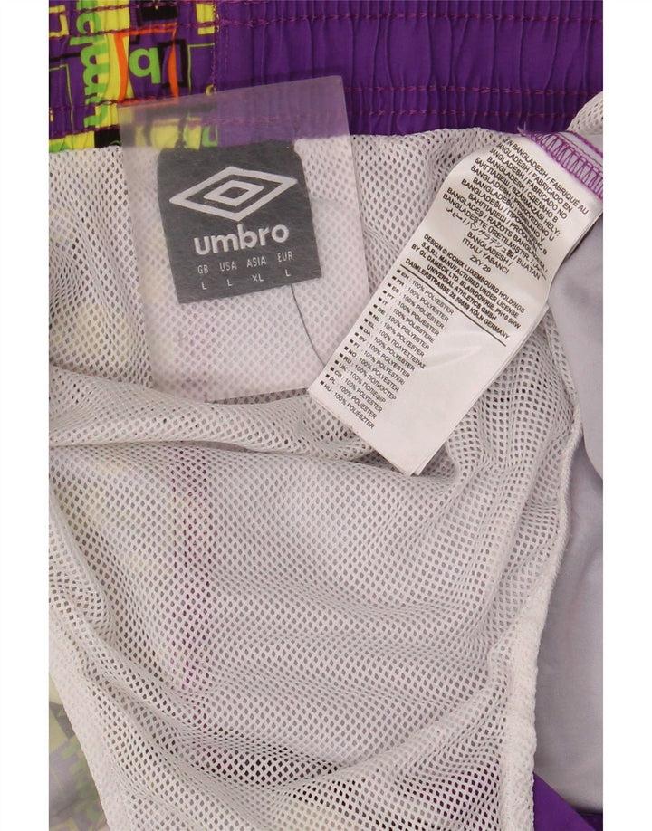 Umbro Shorts de natação masculino gráfico grande poliéster geométrico roxo