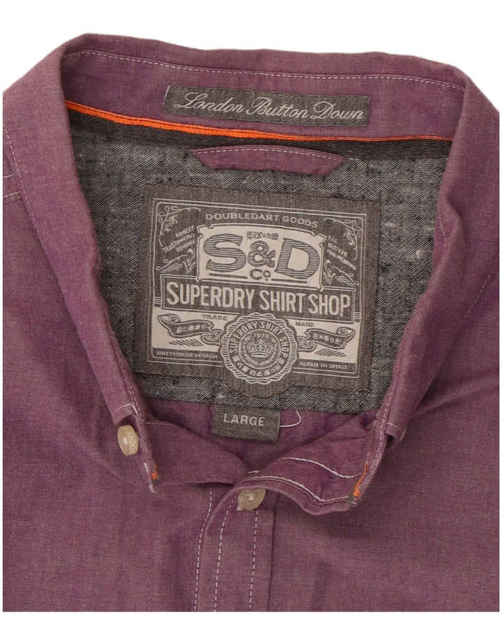 Camisa masculina SUPERDRY grande algodão roxo