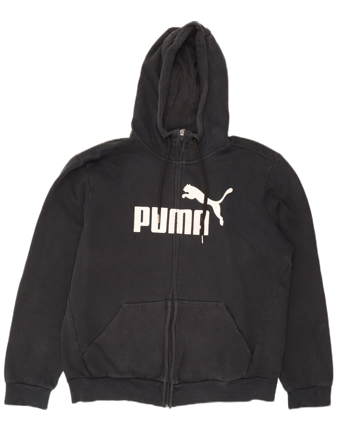 Suéter masculino Puma Graphic Zip com capuz grande algodão cinza