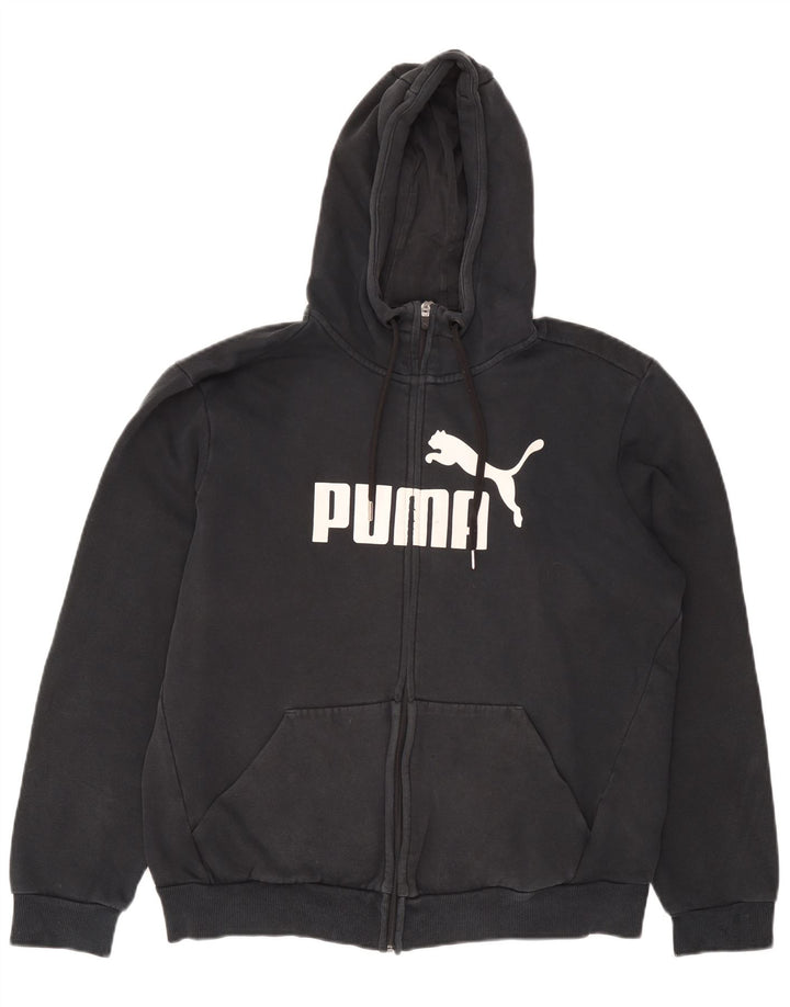 Suéter masculino Puma Graphic Zip com capuz grande algodão cinza