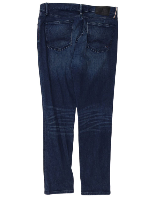 Tommy Hilfiger Masculino Slim Tapered Jeans W34 L31 Azul Marinho Algodão
