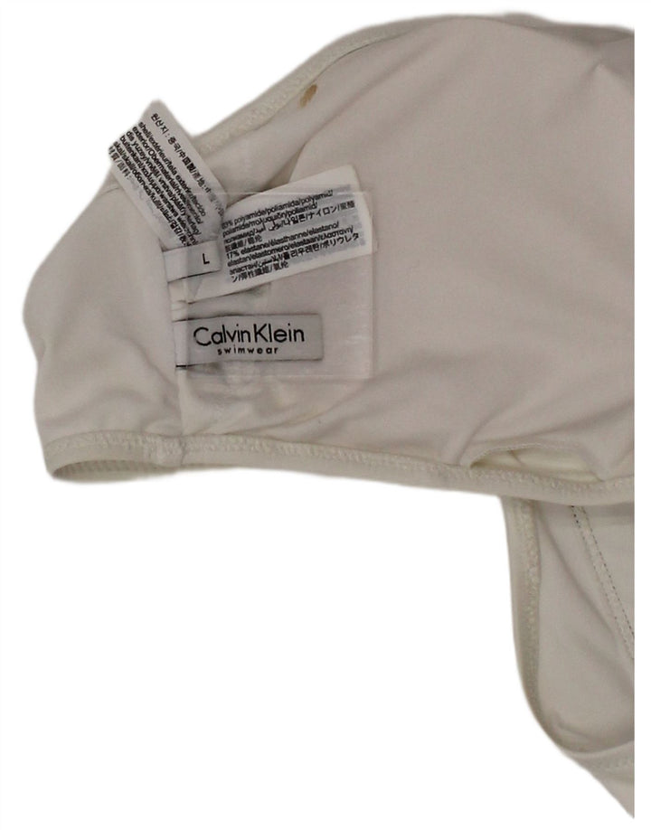 Calvin Klein roupa de banho feminina gráfica grande poliéster branco