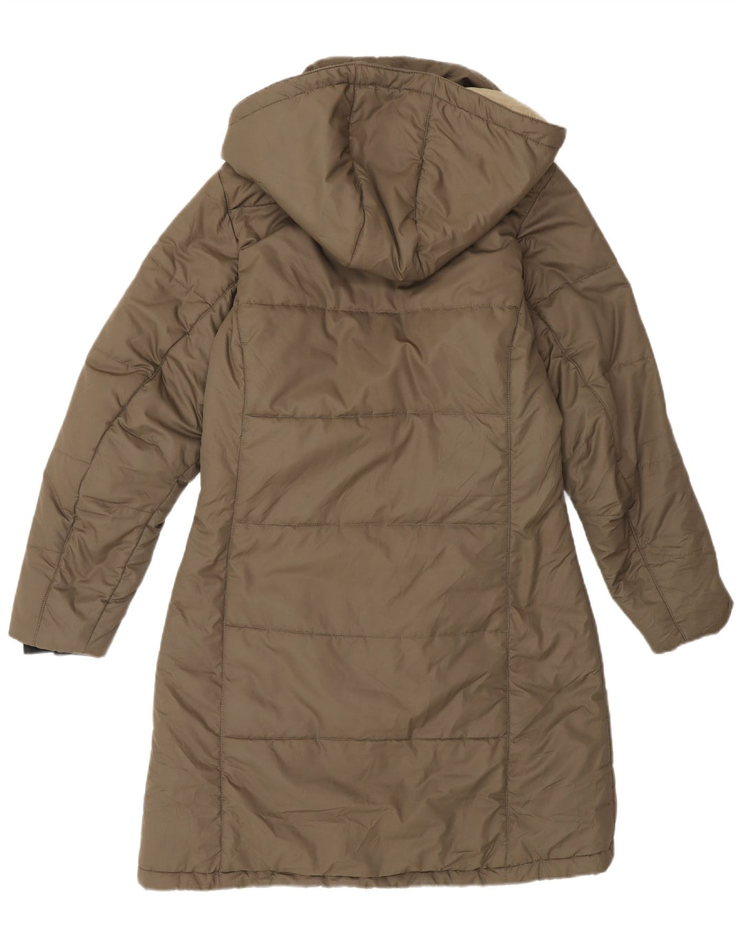 Casaco acolchoado com capuz feminino Jack Wolfskin Reino Unido 10 pequeno poliéster cáqui