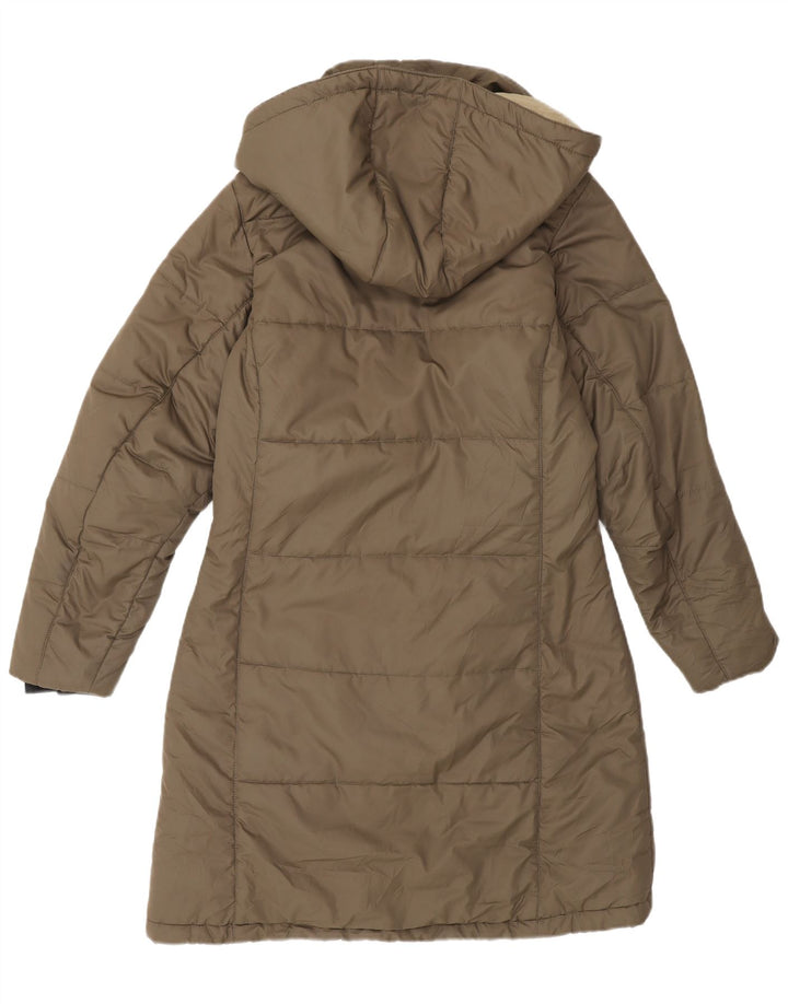 Casaco acolchoado com capuz feminino Jack Wolfskin Reino Unido 10 pequeno poliéster cáqui
