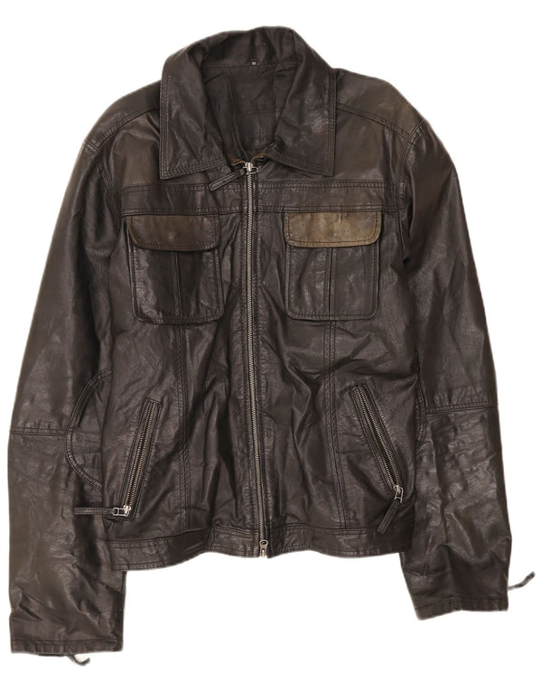 Jaqueta de couro masculina Metropolitan IT 52 XL couro preto