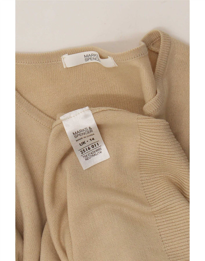 Suéter cardigã feminino Marks & Spencer UK 14 acrílico bege médio