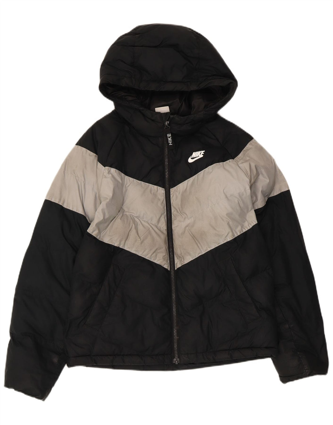 Jaqueta acolchoada com capuz Nike Boys 12-13 anos grande bloco colorido preto