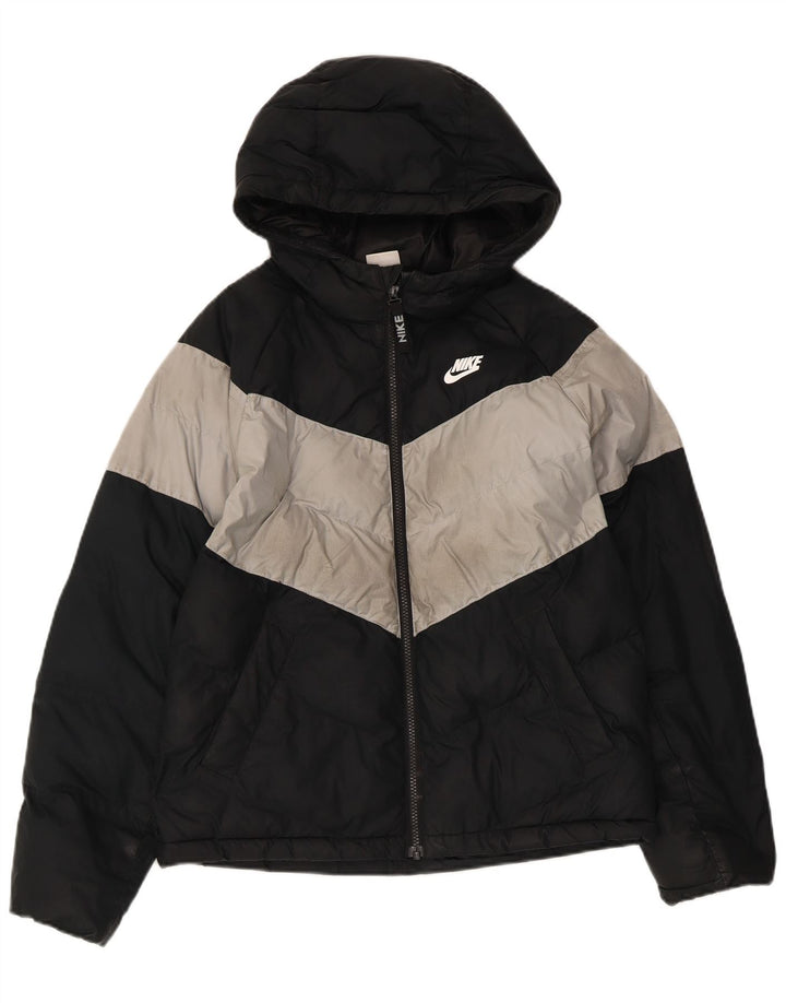 Jaqueta acolchoada com capuz Nike Boys 12-13 anos grande bloco colorido preto