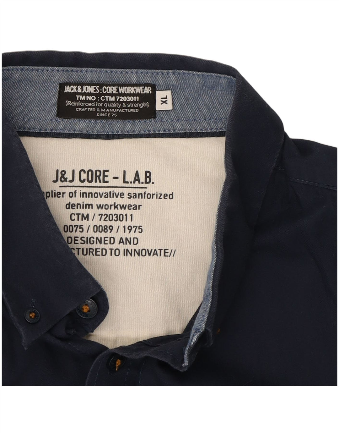 Camisa masculina de trabalho JACK & JONES XL azul marinho algodão