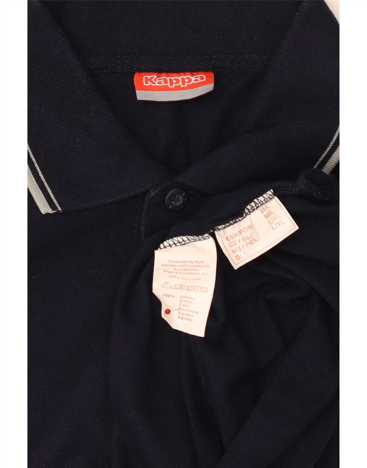 Camisa polo masculina Kappa grande algodão listrado azul marinho