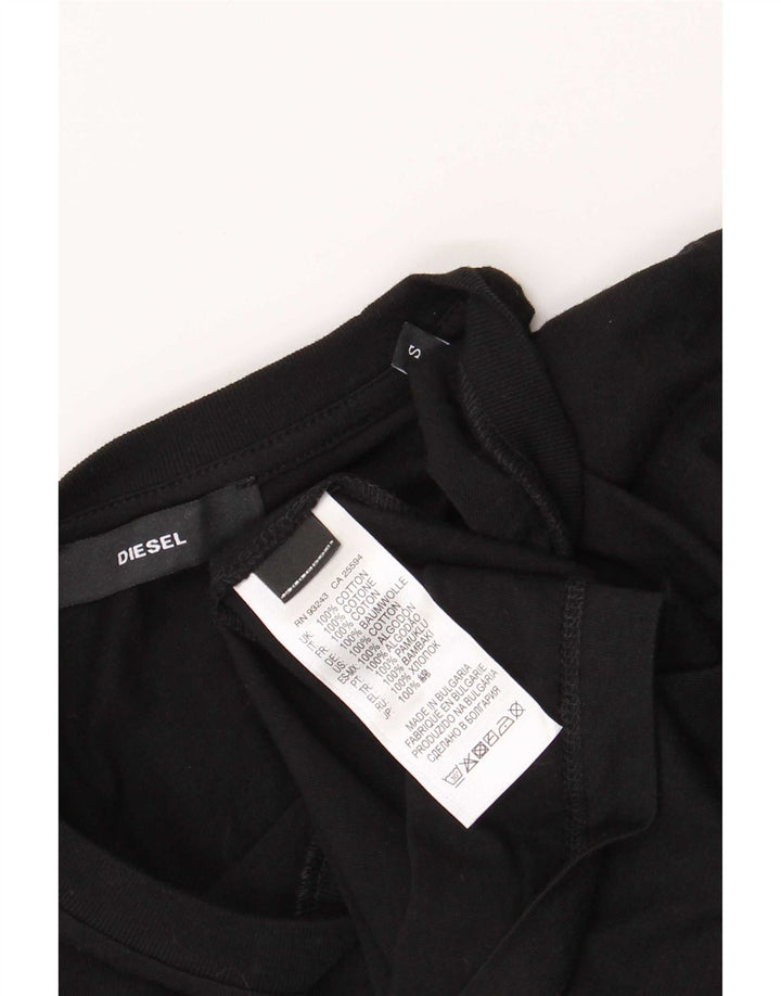 Diesel Camiseta masculina gráfica Top pequeno algodão preto