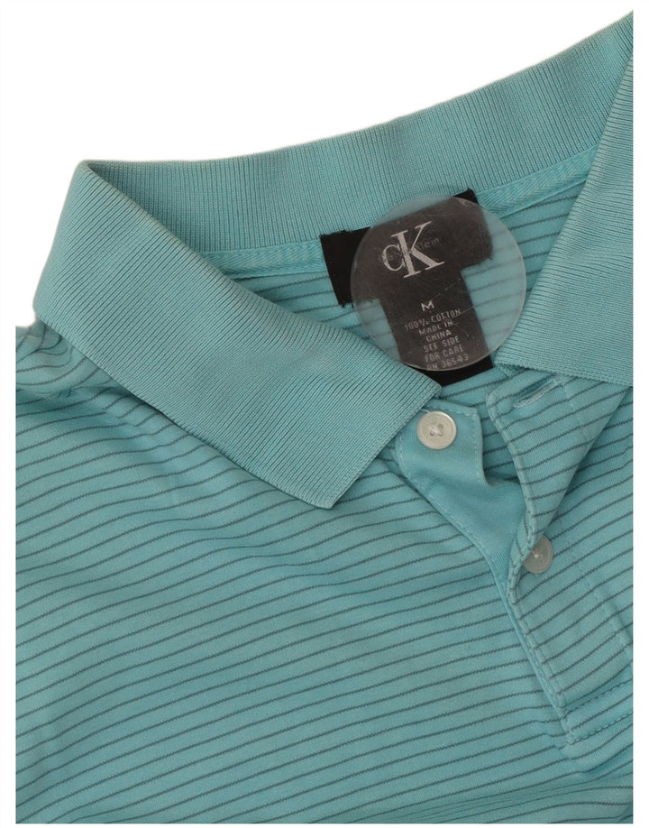 Camisa polo masculina CALVIN KLEIN algodão listrado azul médio