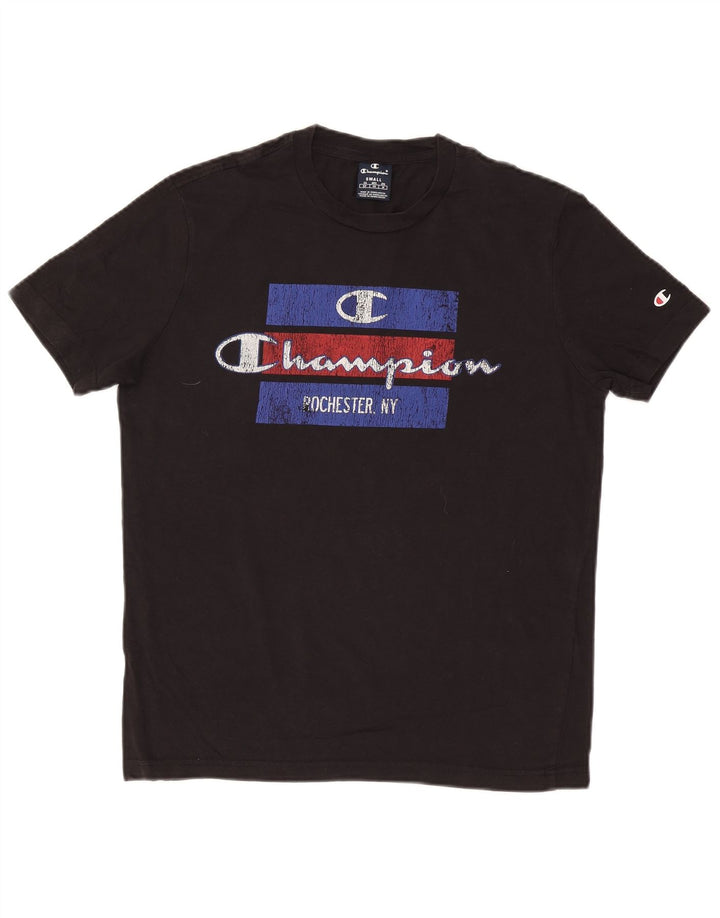 Camiseta masculina gráfica Champion pequena preta