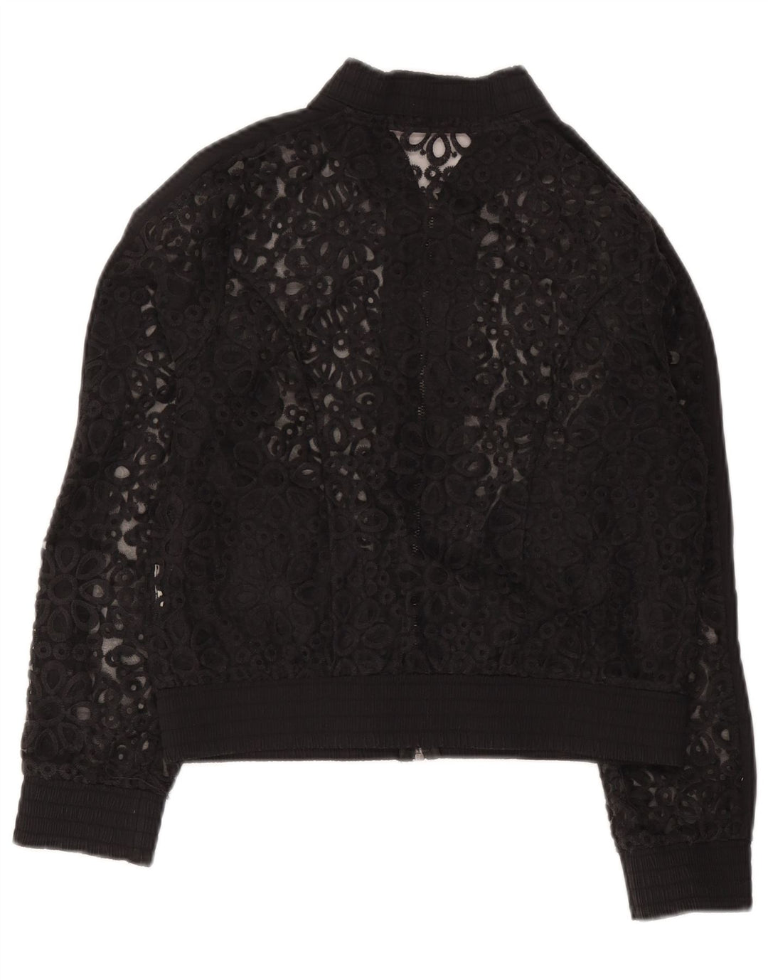 Jaqueta bomber feminina Fornarina de renda UK 12 médio preto floral