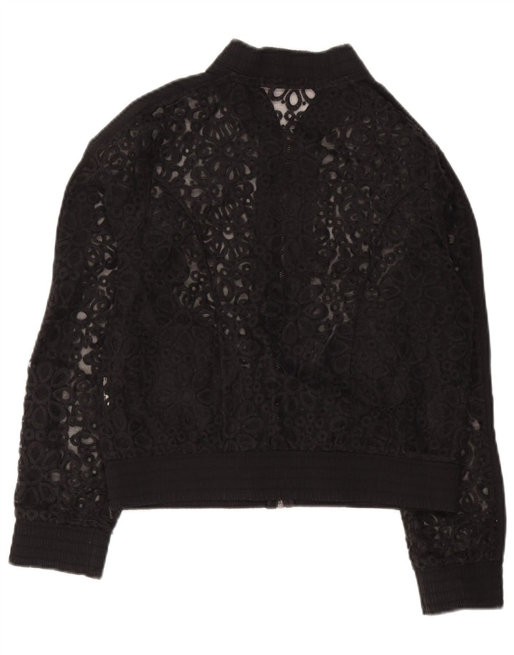 Jaqueta bomber feminina Fornarina de renda UK 12 médio preto floral