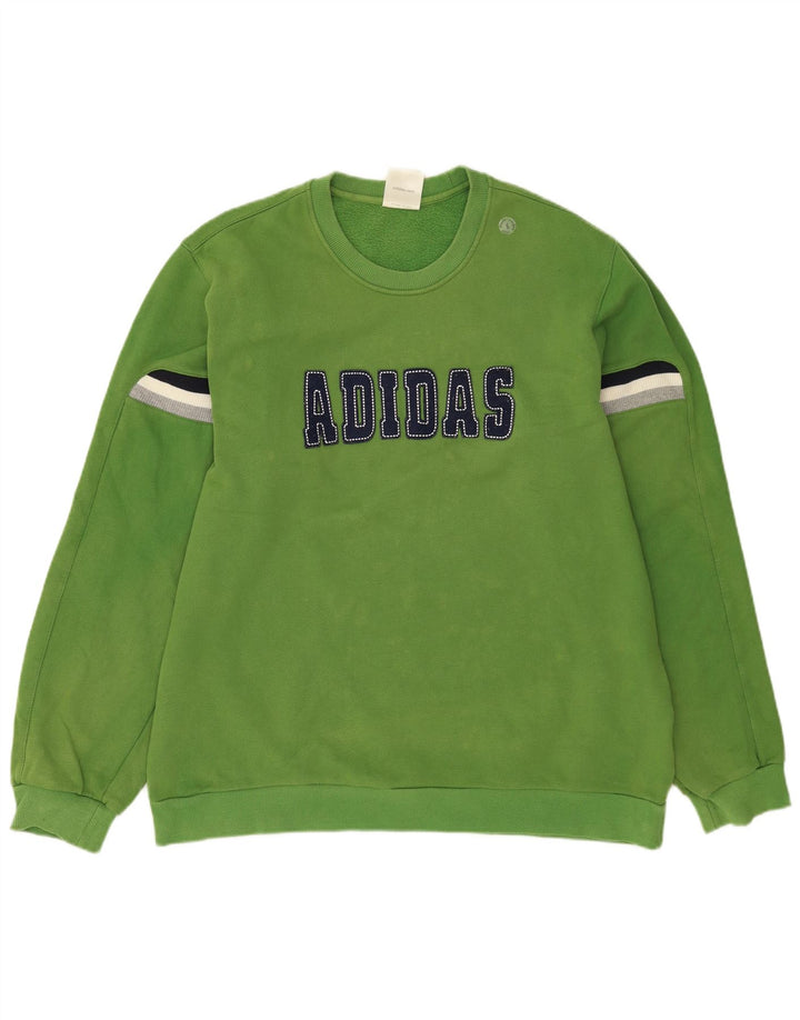 ADIDAS Mens Graphic Sweatshirt Jumper Grande Algodão Verde