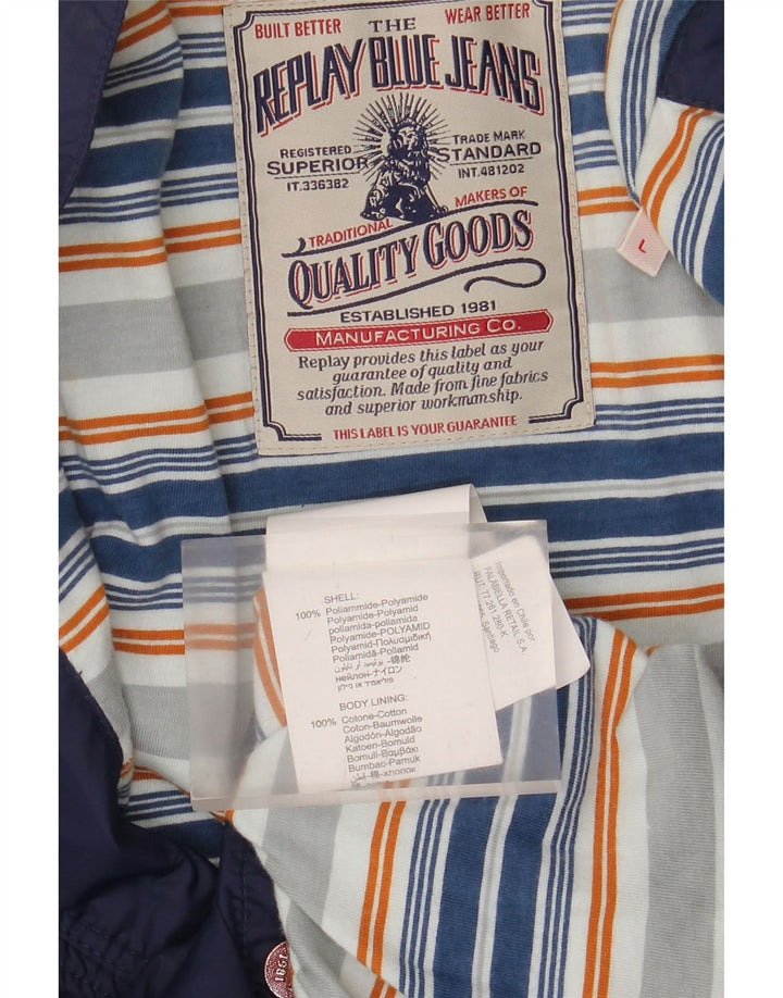 Jaqueta bomber masculina Replay Graphic UK 40 grande azul marinho poliamida