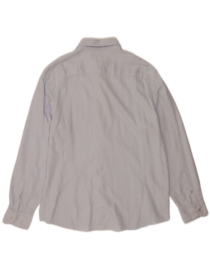 Camisa masculina Massimo Dutti 2XL algodão manchado azul