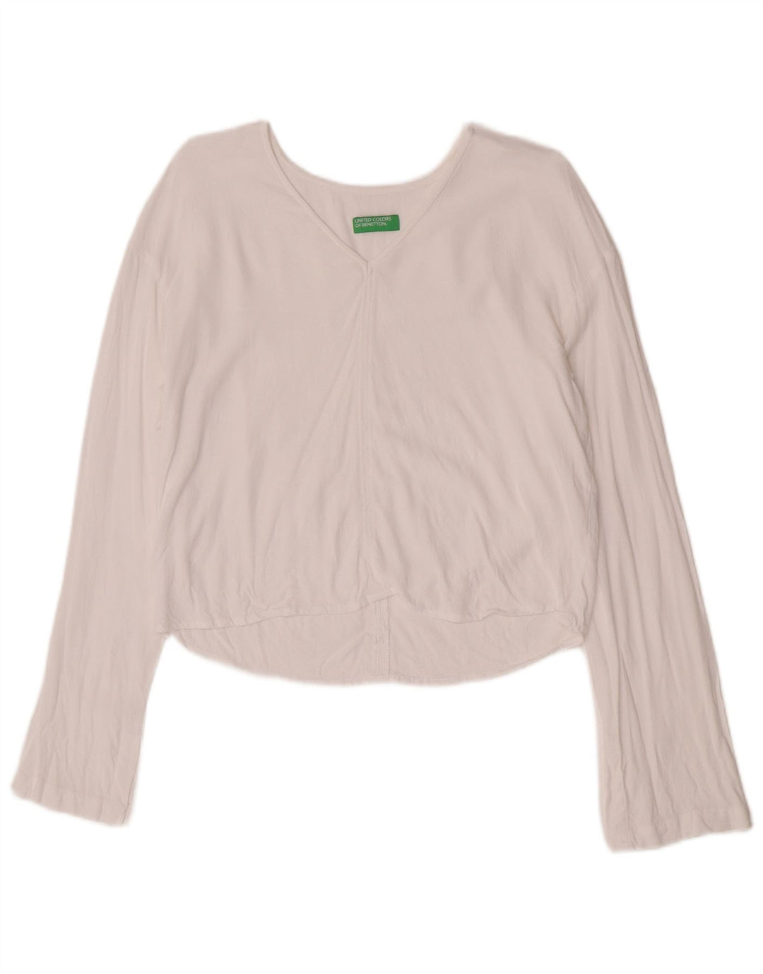 Benetton Crop Top Feminino Manga Longa UK 10 Pequeno Viscose Branca