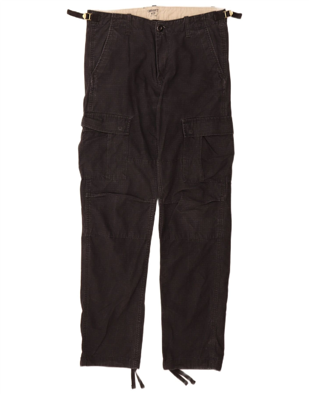 Calça cargo masculina Carhartt reta W29 L32 algodão xadrez preto