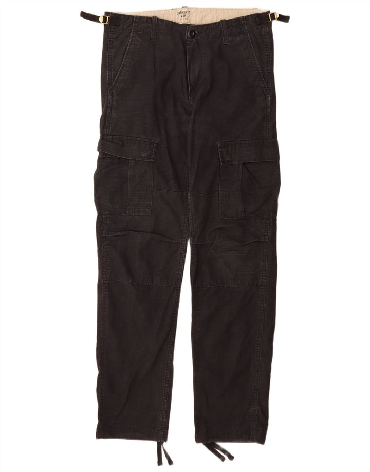 Calça cargo masculina Carhartt reta W29 L32 algodão xadrez preto