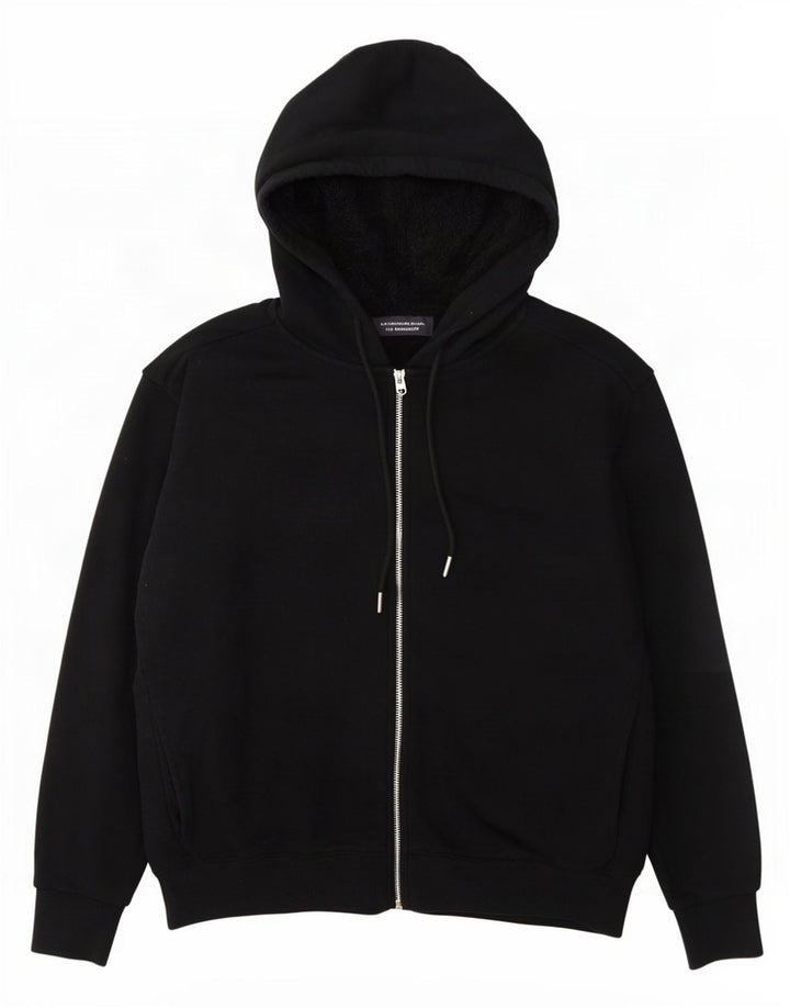 Suéter feminino Marks & Spencer com capuz e zíper grande Reino Unido 14 médio preto