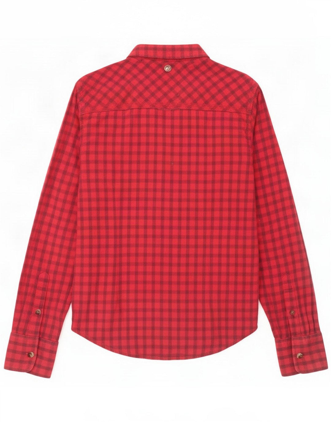 Camisa de flanela feminina Superdry Reino Unido 12 algodão guingão vermelho médio