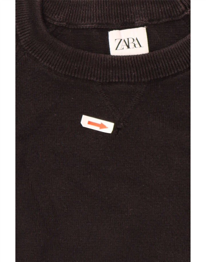 Suéter masculino ZARA com gola redonda e algodão marrom médio