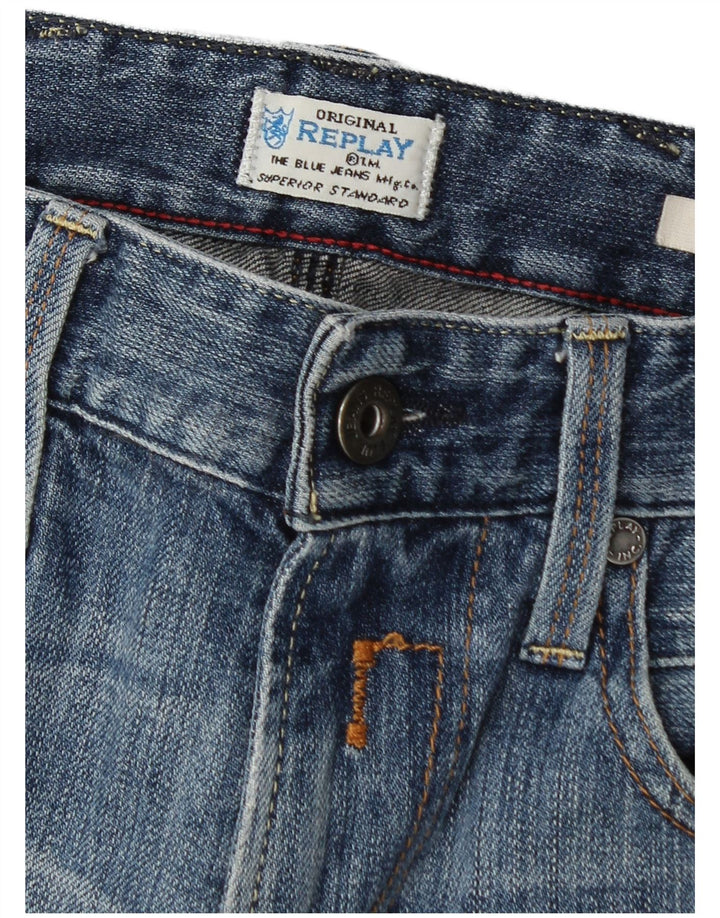 Replay Mens Jeto Denim Shorts W32 Grande Azul