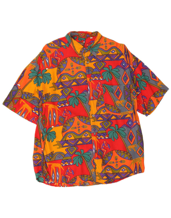 Camisa Masculina Manga Curta Rodrigo Tamanho 41/16 Grande Multicolorida Geométrica