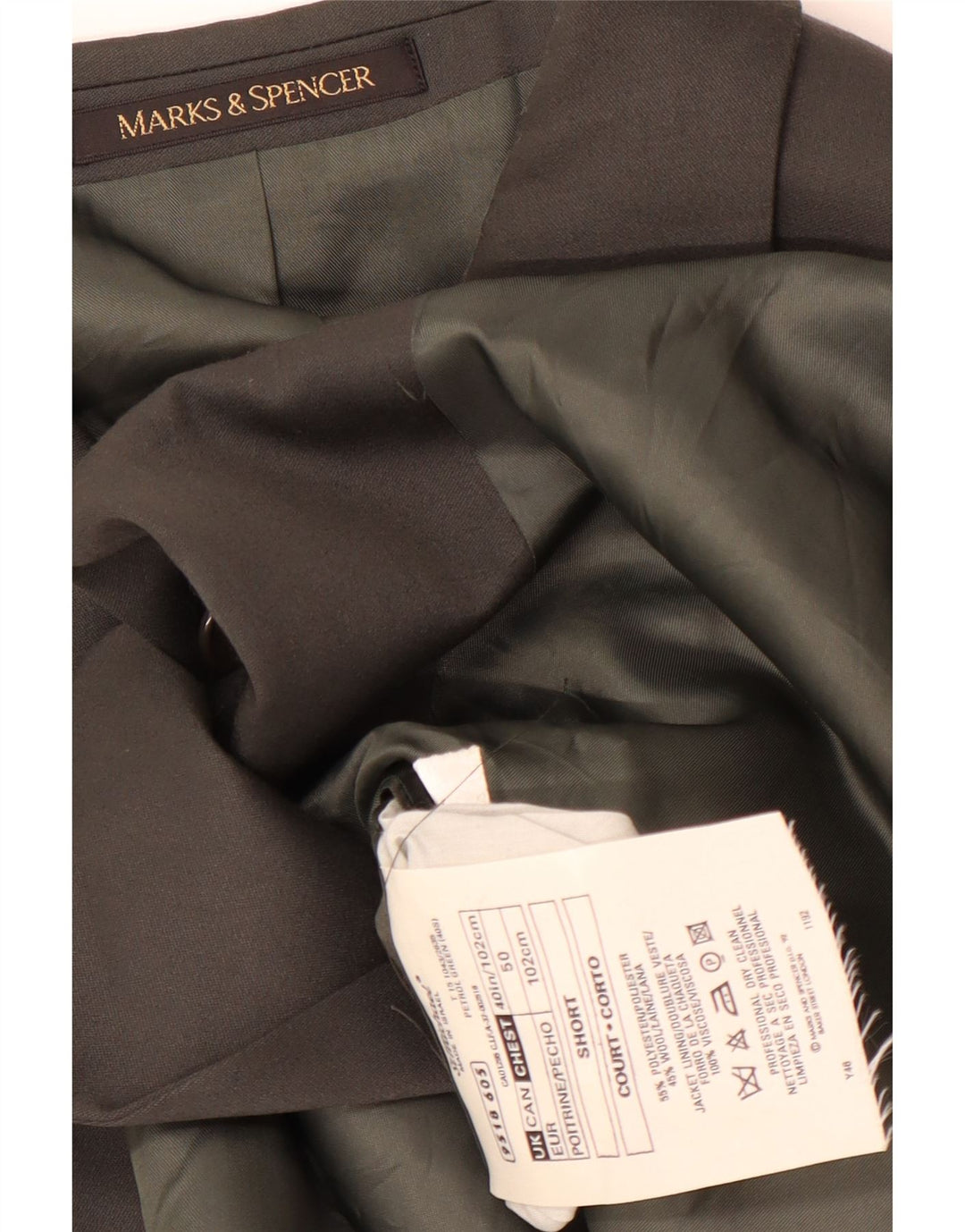 Jaqueta blazer masculina Marks & Spencer com peito duplo UE 50 grande cáqui