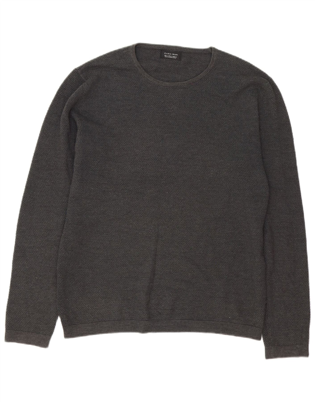 Zara Suéter masculino com gola redonda grande cinza