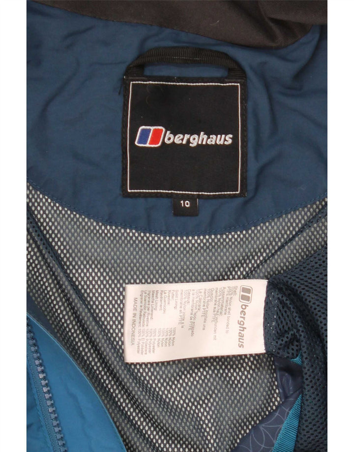 Jaqueta de chuva feminina grande com capuz Berghaus Reino Unido 10 bloco colorido azul pequeno