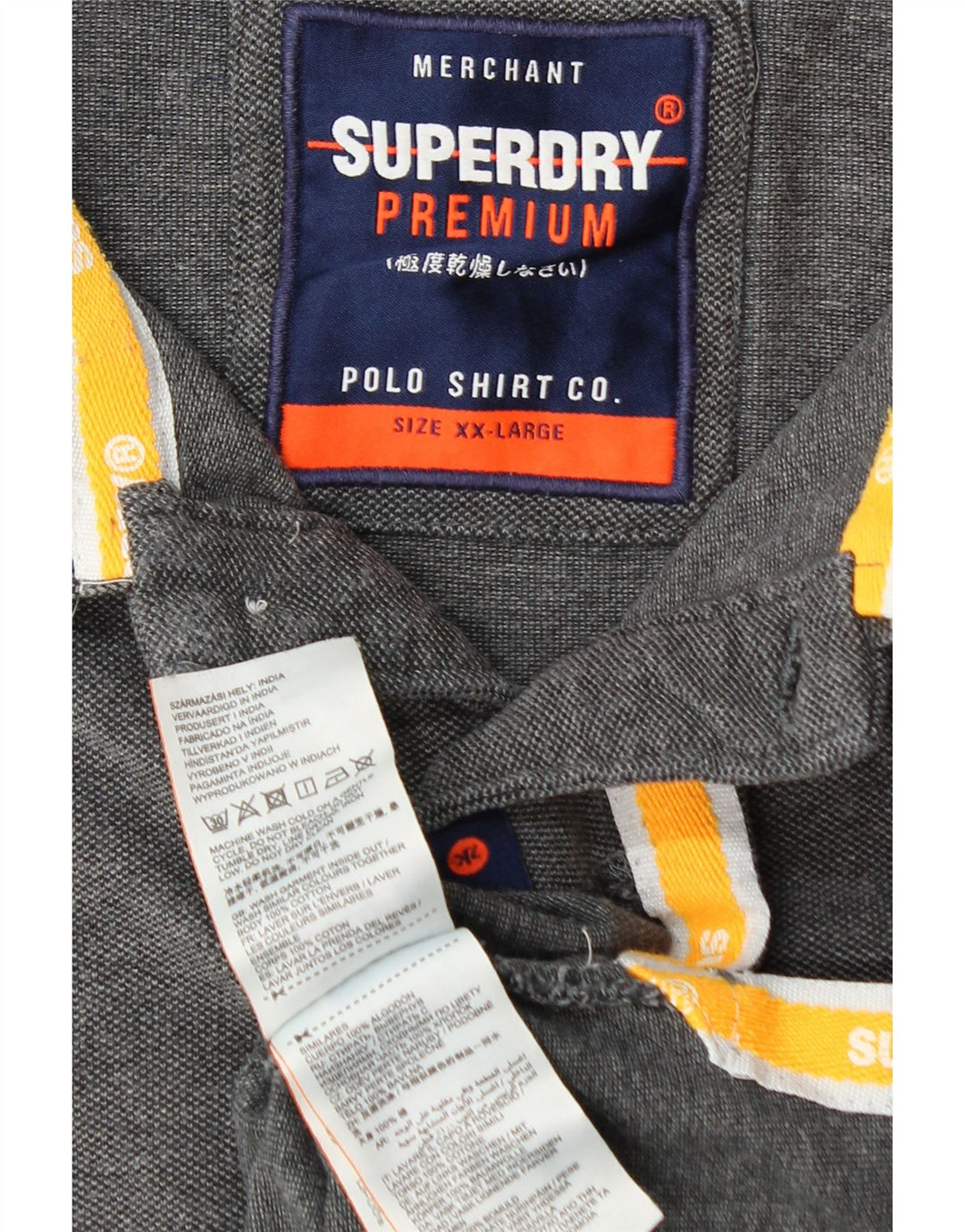 Camisa polo masculina SUPERDRY 2XL algodão cinza