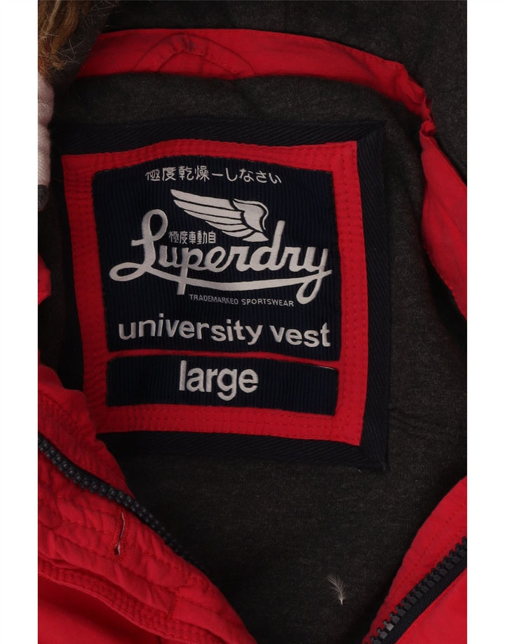Colete acolchoado com capuz feminino SUPERDRY UK 16 grande algodão rosa