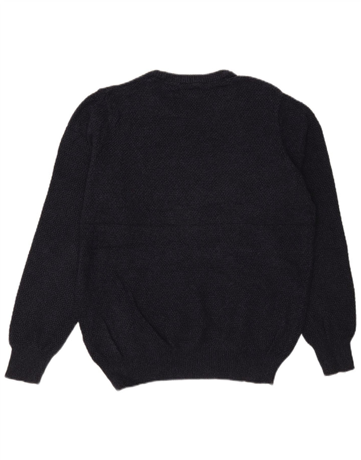 Suéter masculino Marks & Spencer com ajuste personalizado e gola redonda, azul marinho médio