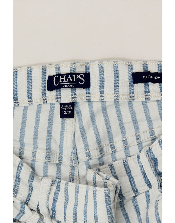 CHAPS Womens Bermuda Denim Shorts US 12 Large W31 Blue Pinstripe Cotton Vintage Chaps and Second-Hand Chaps from Messina Hembry 