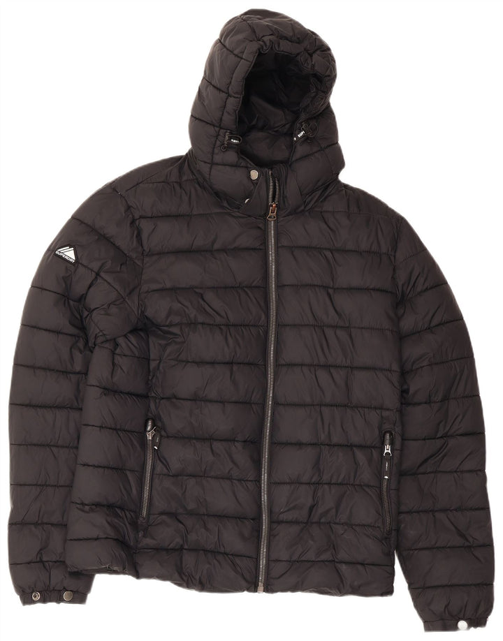 Jaqueta acolchoada com capuz masculina Superdry UK 40 grande nylon preto
