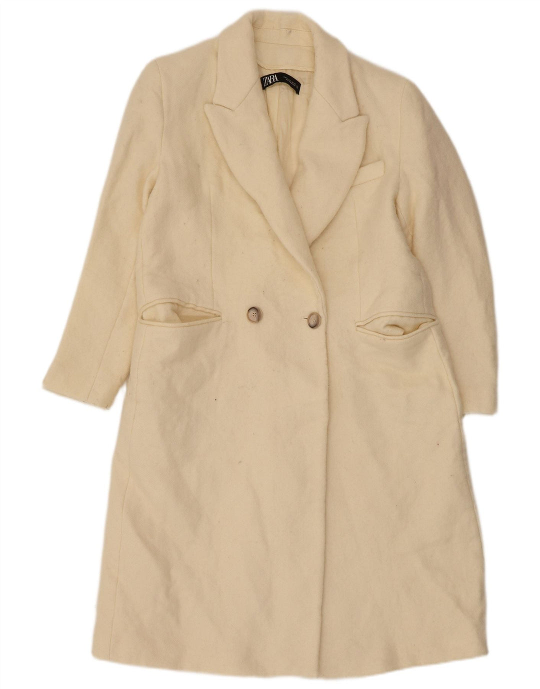 Casaco feminino Zara com peito duplo UK 14 médio off white lã