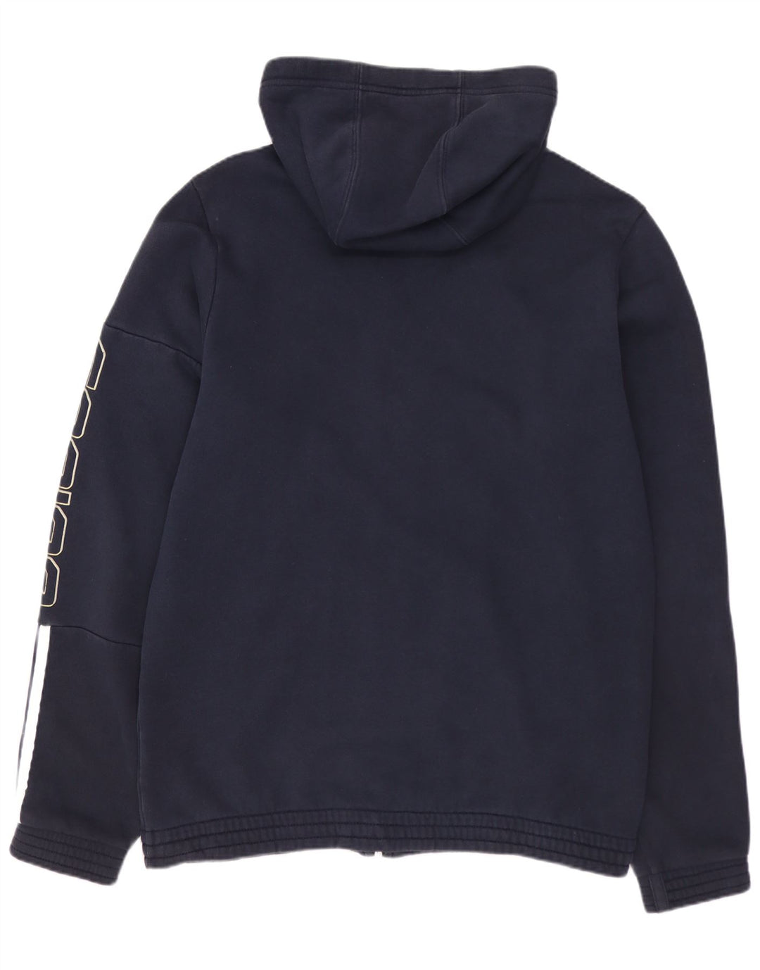 ADIDAS Suéter masculino com capuz com zíper gráfico médio algodão azul marinho