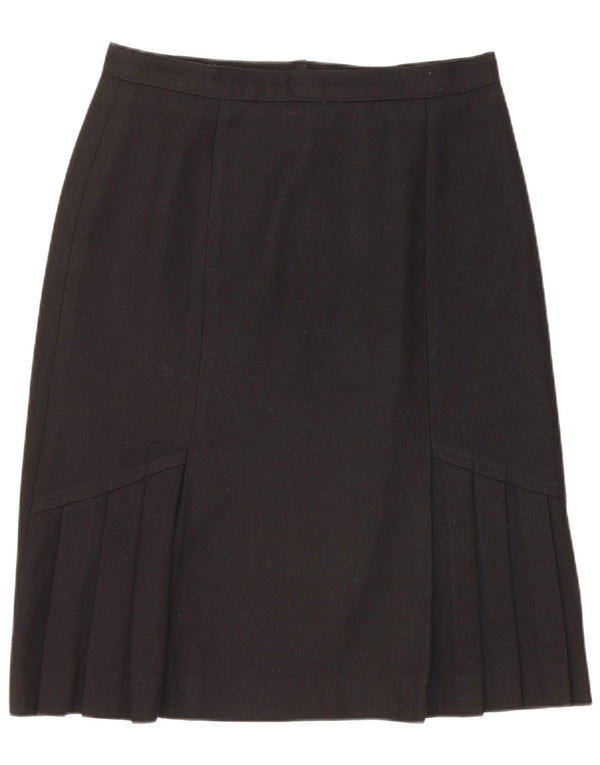 Saia feminina vintage evasê UK 16 grande W30 lã preta