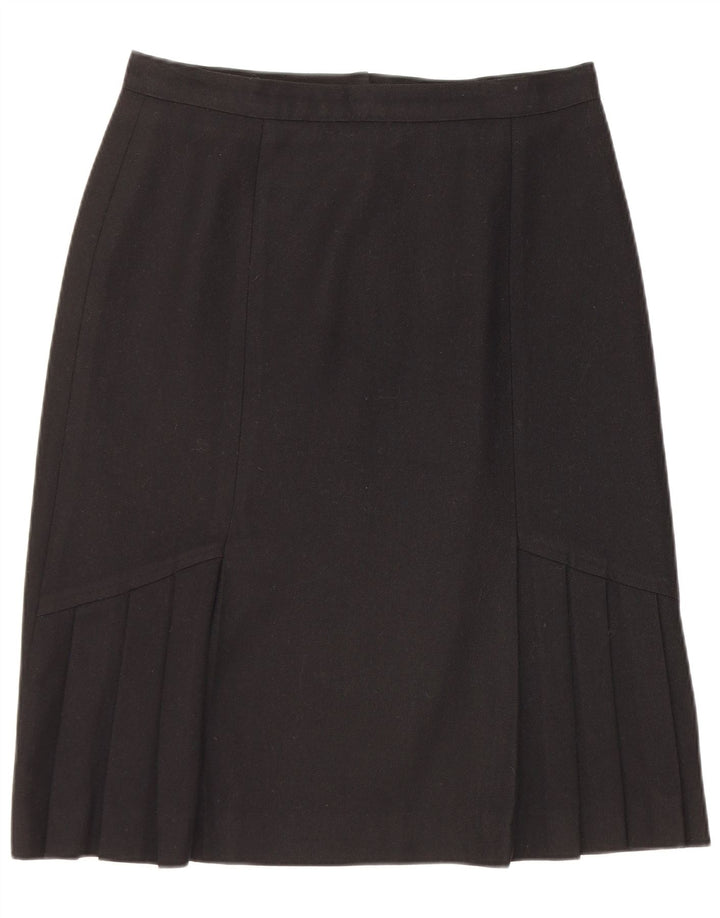Saia feminina vintage evasê UK 16 grande W30 lã preta