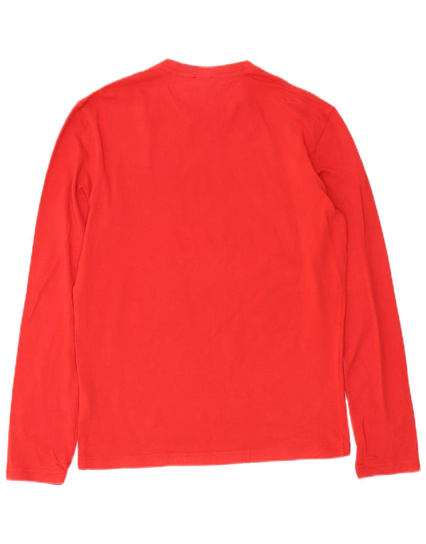 CALVIN KLEIN JEANS Top feminino manga comprida Reino Unido 14 algodão vermelho médio